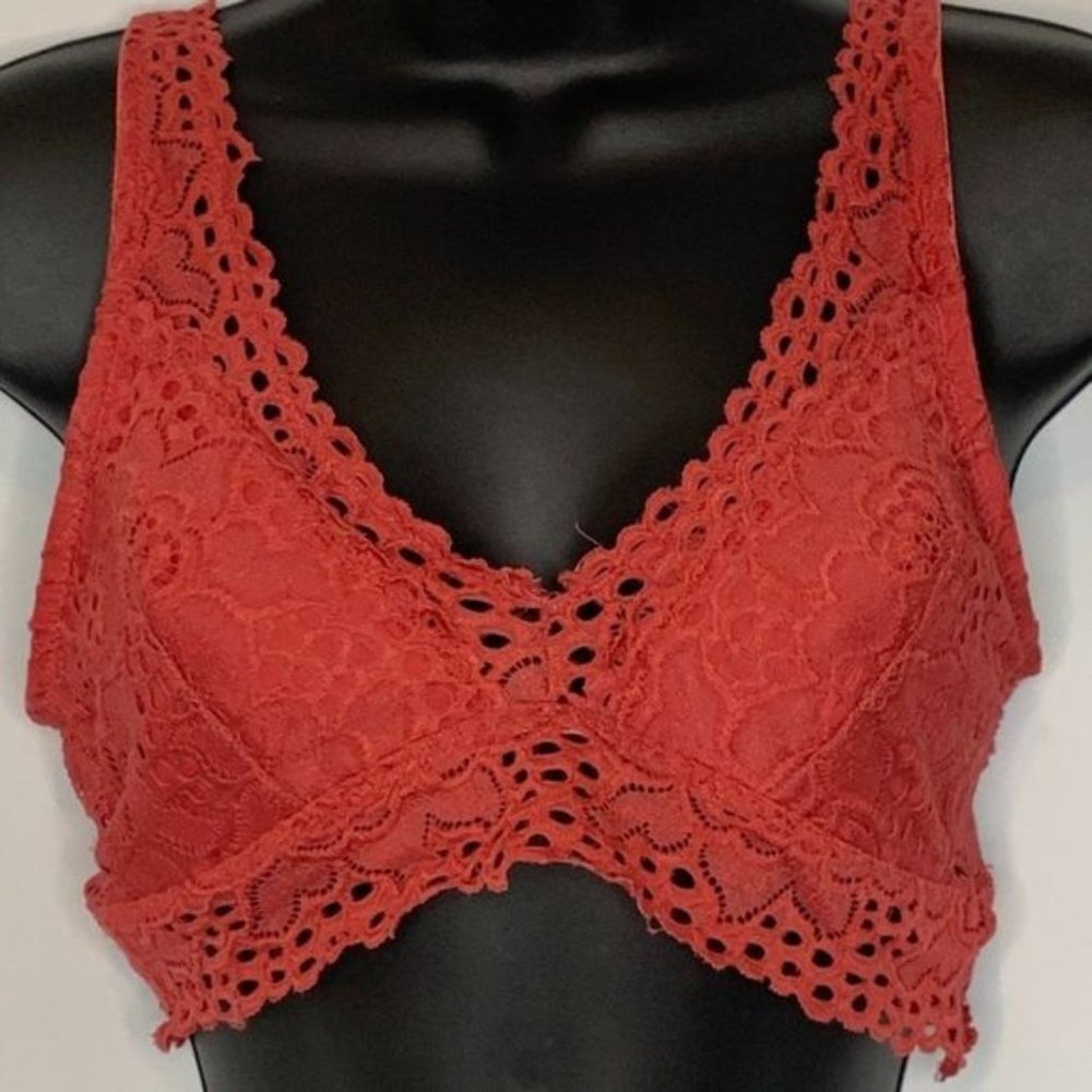 Chic La Vie Dark Coral Lace Bralette (L)